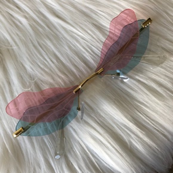 LA Express Rimless Winged Sunglasses - Picture 3 of 9